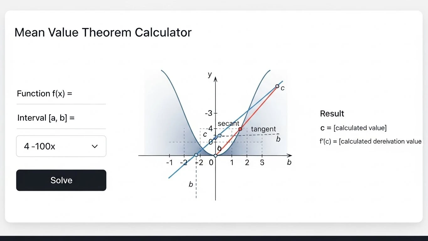 Mean Value Theorem Calculator – Solve